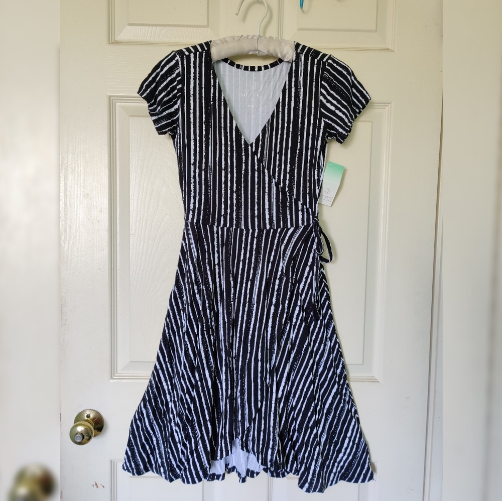 Black & White Wrap Dress